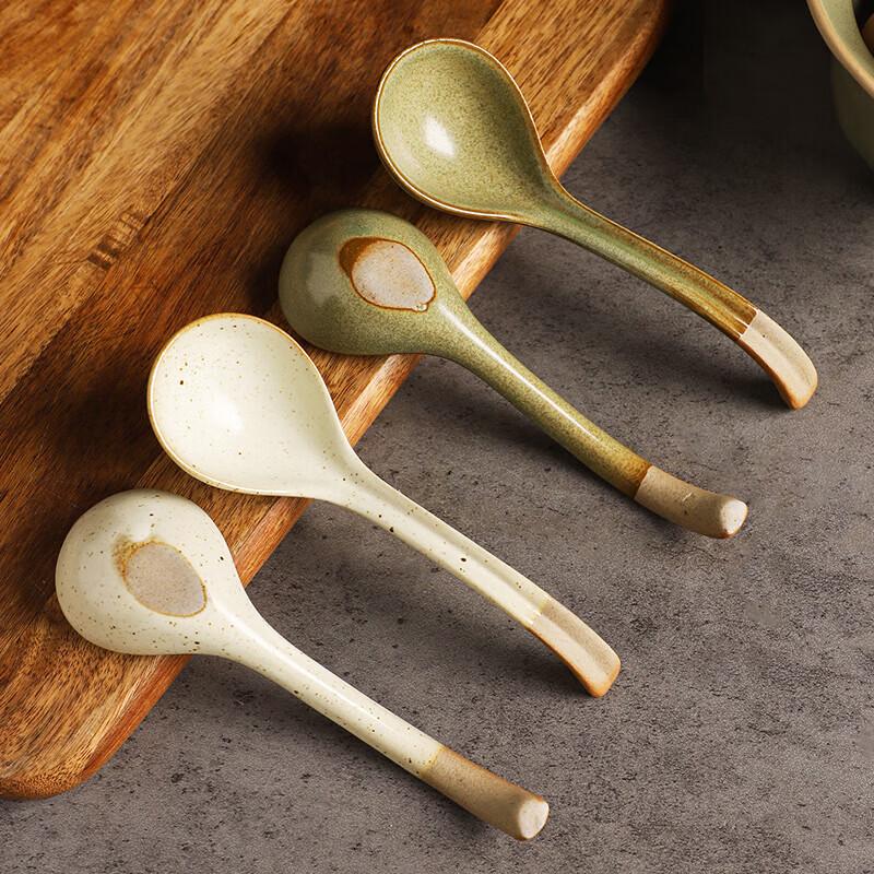 Glazed Ceramic Japanese Style Soup Spoon