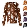 Damen Lässig Langärmlig Einreihig Bedruckt Schutzkleidung Cardigan Top