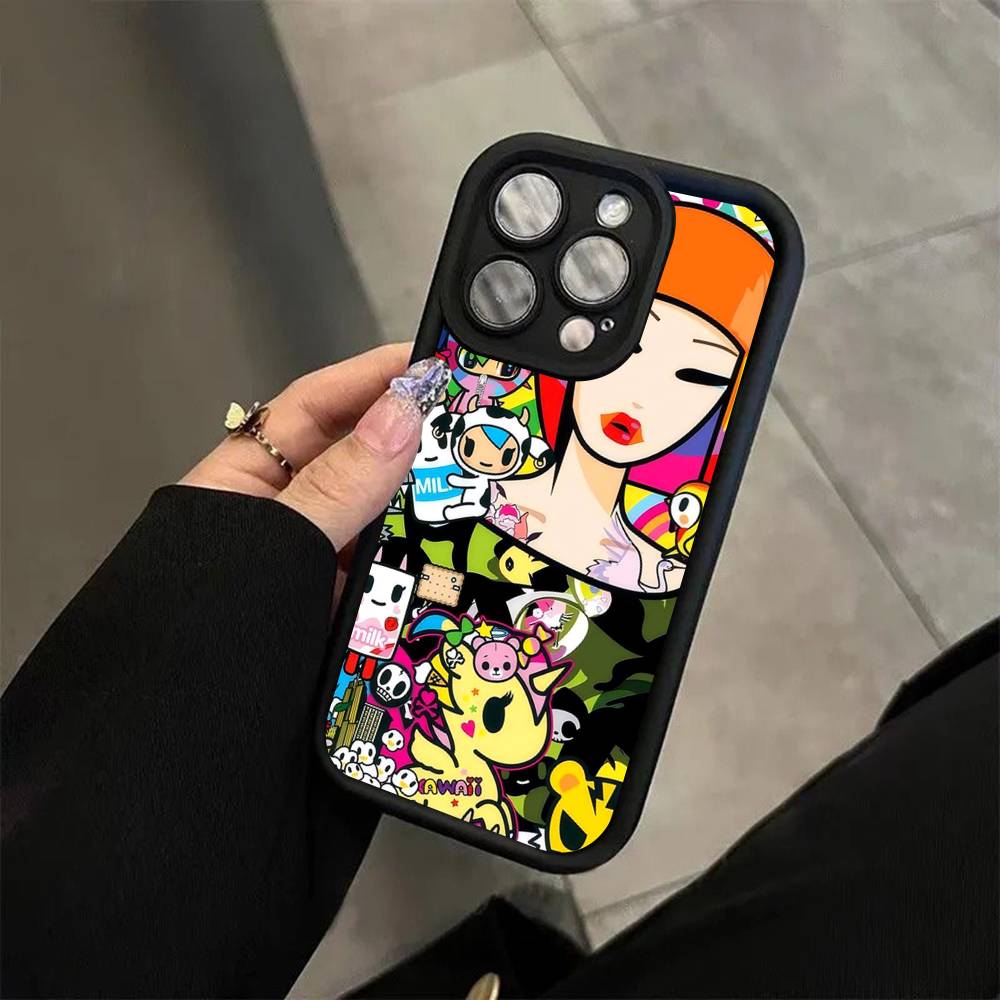 Japan Tokidokis For iPhone 17 16 15 14 13 12 11 Pro Max Plus Black Full Coverage Soft Funda Silicone Cover