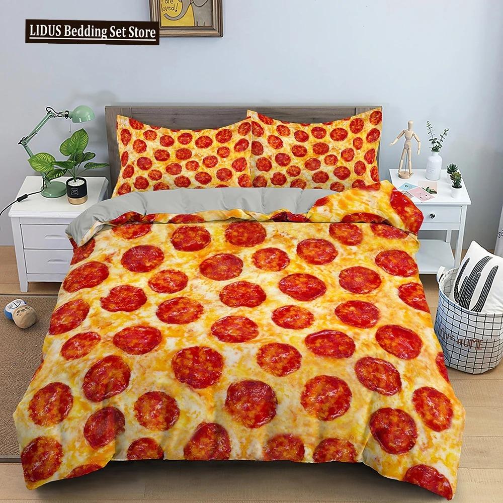 Snack Duvet Cover Set Coffee Bread Donut Pattern Pink Polyester Comforter Cover For Kids Adult Teen Bedding Set Queen King Size