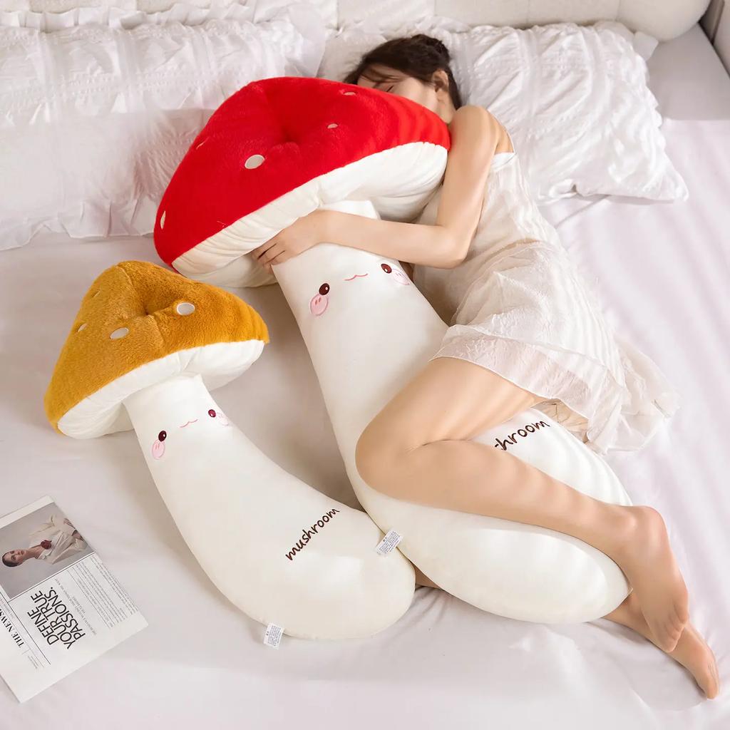 Mushroom Plush Toy Pillow 70cm 110cm Big Size Stuffed Long Strip Mushroom Throw Pillow Cushion Sleeping Companion home Decor
