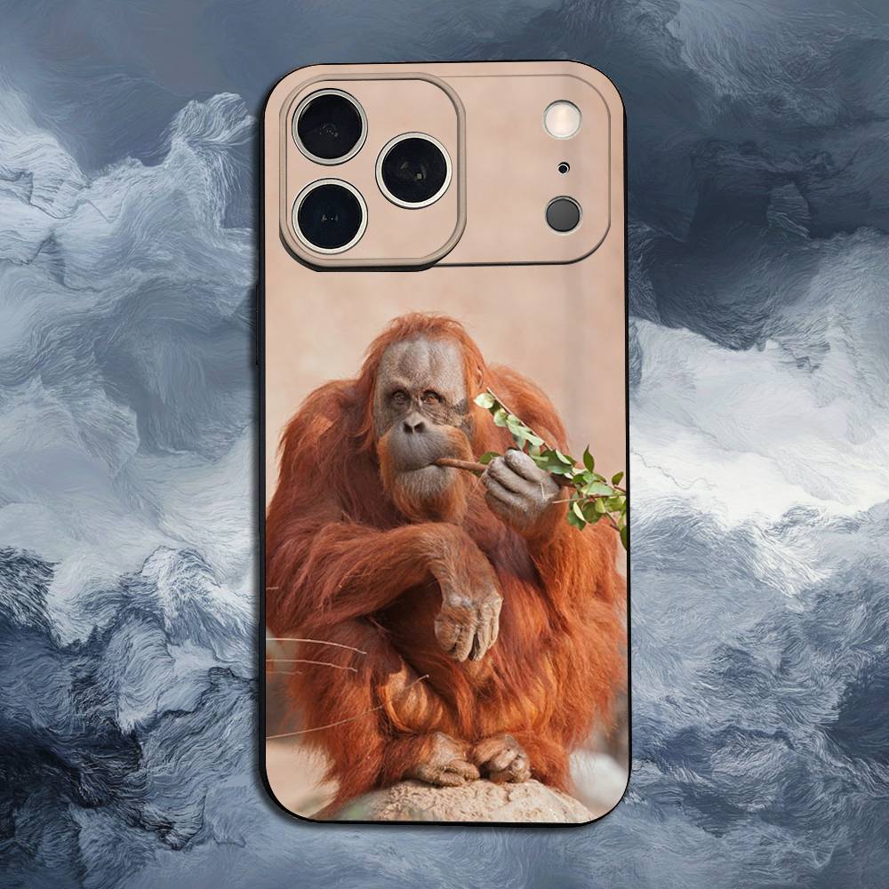 Red Funny Baboon Case For iPhone 12,14,15,16,17,13,11,X,Mini,Plus,Pro Max,8,7,XR,SE,XS,Soft Silicone Black