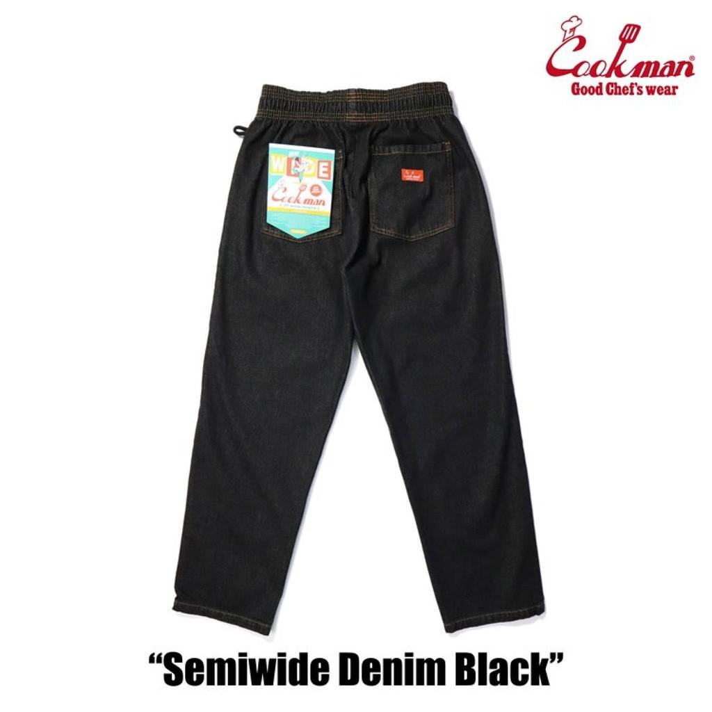 COOKMAN Chef Long Denim Size Medium Pants, Semi-Wide, Pants, Black, 231-23887,