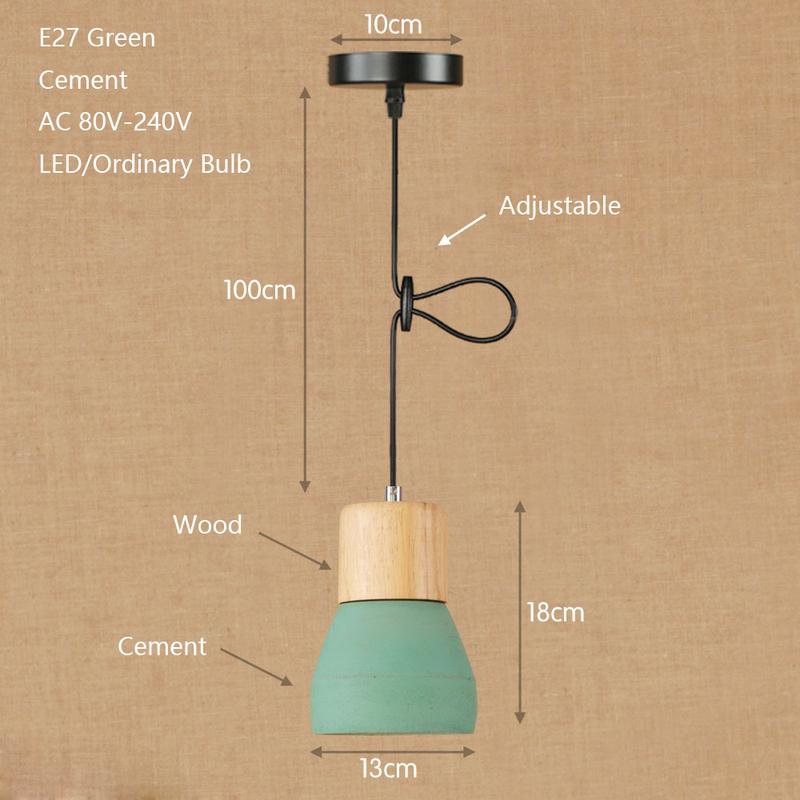 Lustre pequeno moderno industrial de cimento madeira maciça restaurante cozinha café bar