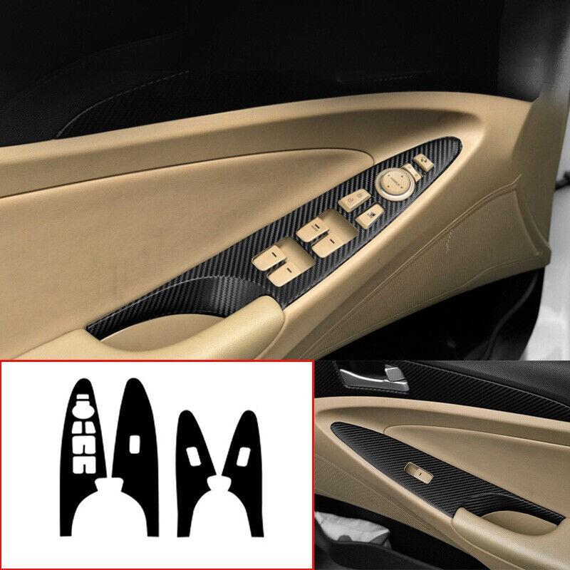 For Hyundai Sonata 11-14 Sticker Carbon Fiber Door Window Lift Switch Panel Trim