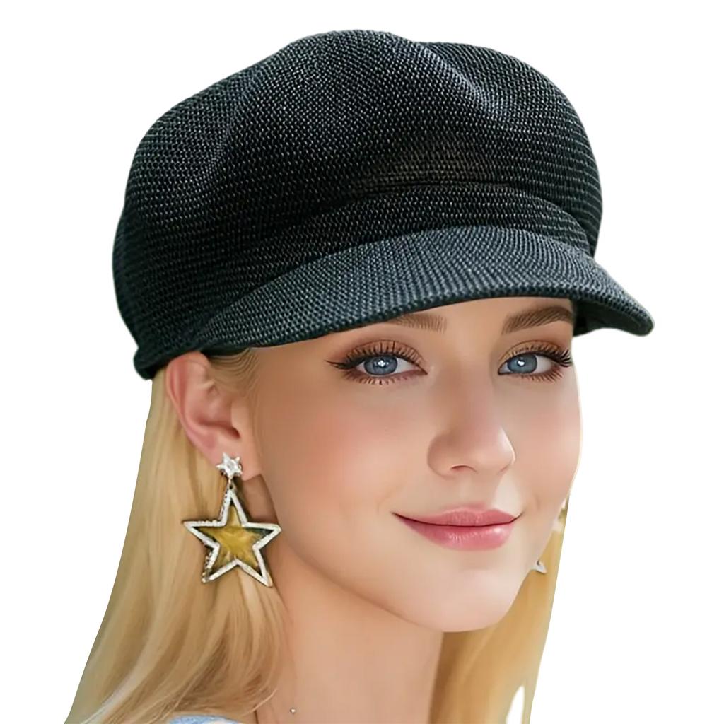 Retro Beret Caps For Women Solid Color Breathable Mesh Design Sun Protection Uv Block Spring Summer Linen Girls Adjustable Daily