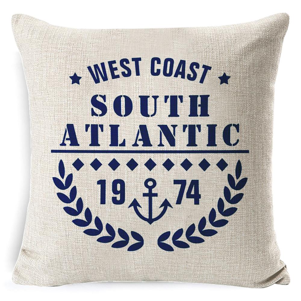 Cushion Cover Ocean Anchor Linen Pillow Cover Simple Sailing Sofa Living Room Pillow Cover Premium Durable Quality