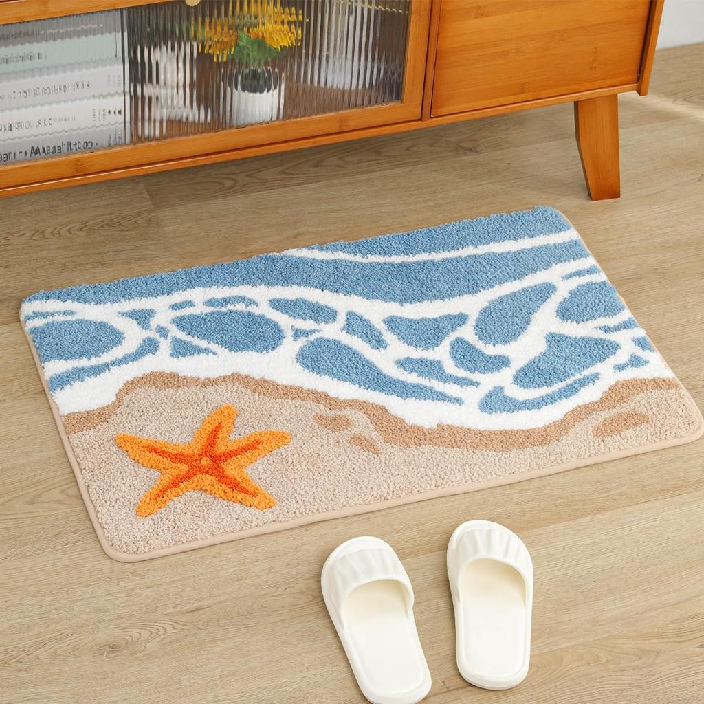 Bathroom Modern and Cute Machine Highly Soft Beach 40 X 60 Cm Beach-themed Mat, Doormat, Non-slip, Washable, Absorbent, Children's Mat, Whispers,