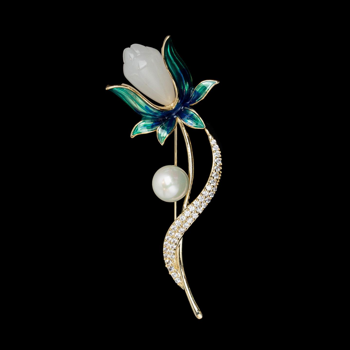 

Silver Magnolia Brooch: Elegant High-End Flower Accessory for Women s Workwear