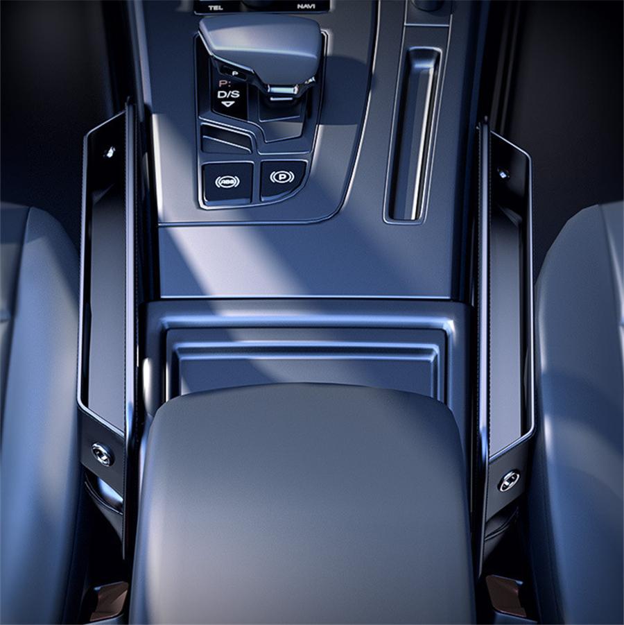 Black PU Leather Car Console Side Seat Filler Organizer Front Seat Gap Organizer