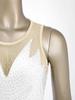 Body da ginnastica femminile con strass, piume soffici, orlo irregolare, senza maniche, con bottoni all'inguine