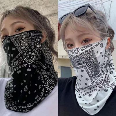 Summer Sunscreen Face Mask Neck Tube Scarf Sun UV Wind Protection Chiffon Scarf Dustproof Cycling Motorcycle Running Ear Hangers