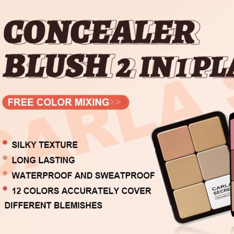 12-Color Blush Iron Box Matte Pearlescent Rouge Makeup Highlight Grooming Plate