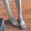 Fashion Bohemian Pearl Open Toe Breathable Flat Sandals Glamorous Thong Flip Flops for Women Rhinestone Decorate Slingback Flat Sandals