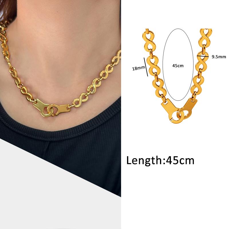 USENSET Men's Stainless Steel Chains Necklace Gold Color Handmade 18k Gold Plated Chains Individuality Zircon Gifts