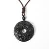 Obsidian Dragon Double Pixiu Peace Pendant Necklace for Men and Women