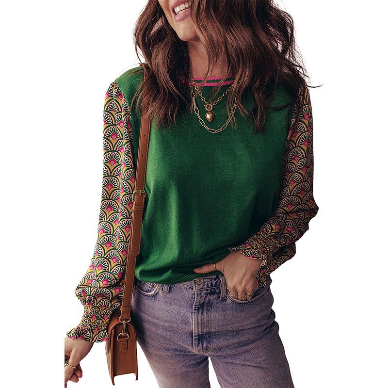 Autumn 2025 Women's Fashion Pullover: Multi-Color Ruffle Sleeve Round Neck Sweater