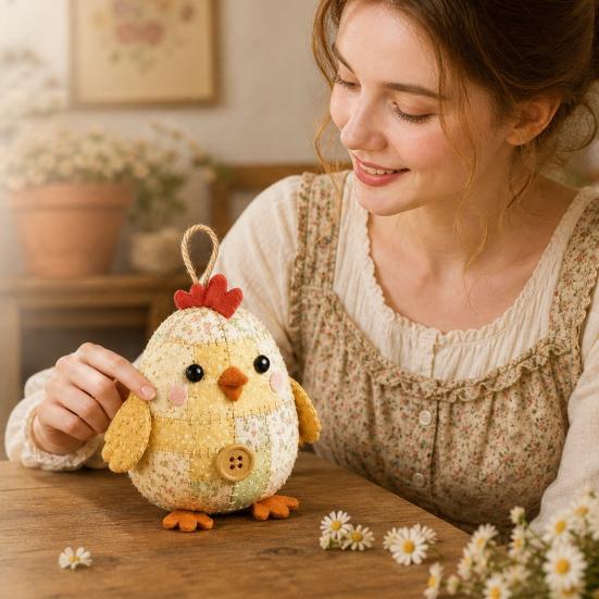 DIY Patchwork Animal Kit, Hand Sewing Craft Set with Pre-Cut Fabric Stuffing Buttons Threads, Cute Plush Animal Craft Kit Gift for Craft Lovers