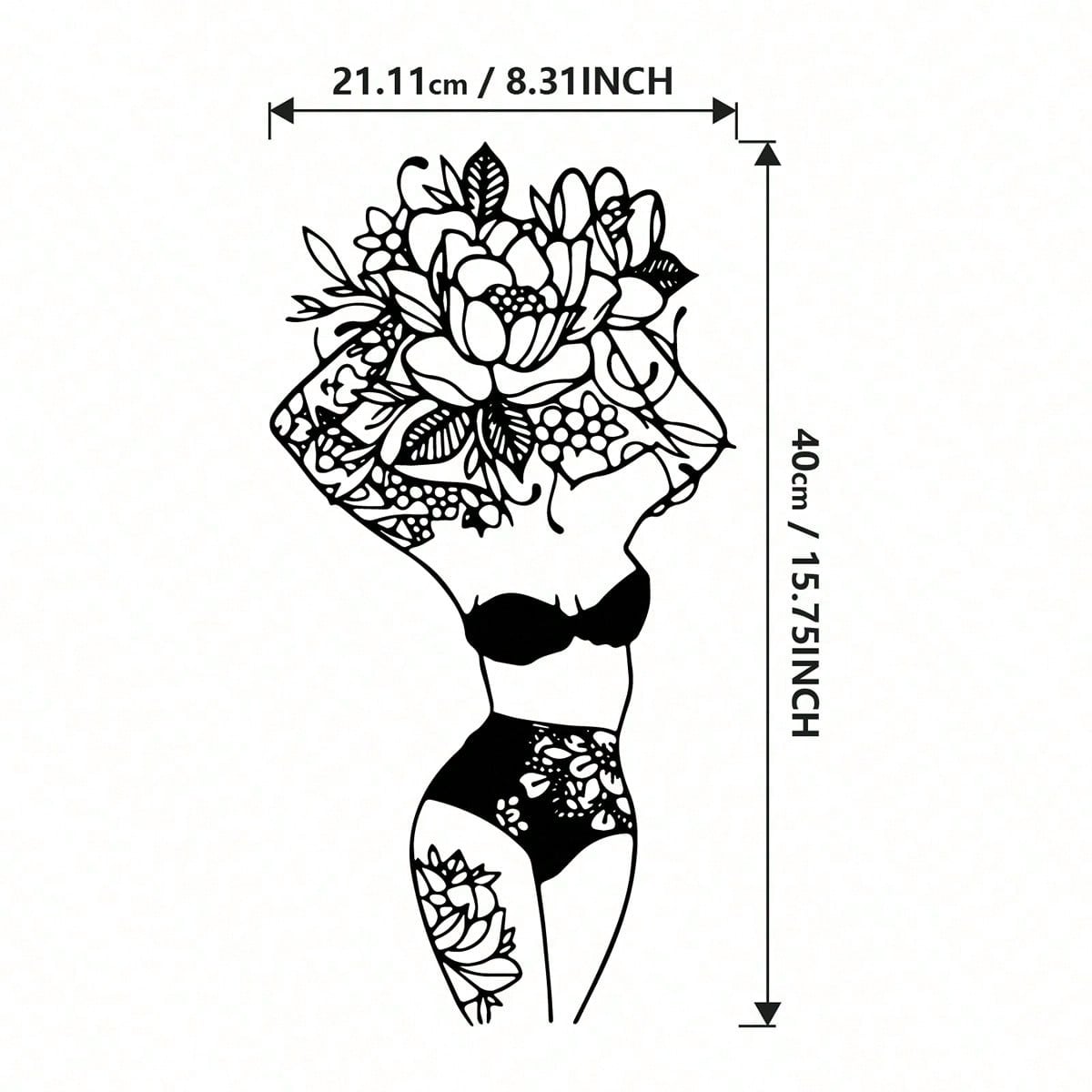 Flower Woman Metal Wall Decor Abstract Female Line Art Set Minimalist Bathroom Home Gift TY7256