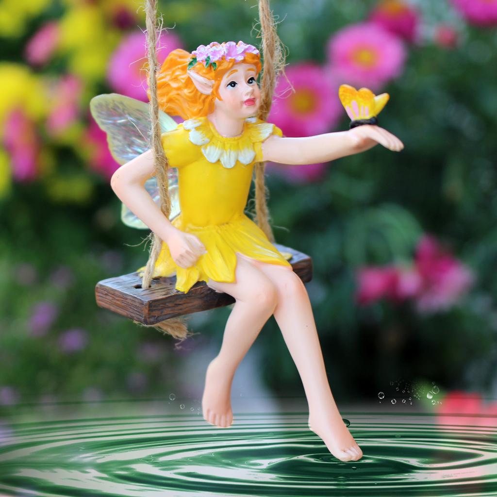 1 piece of swing flower fairy resin handicraft, garden decoration hanging piece, garden bonsai decoration hanging piece, home de
