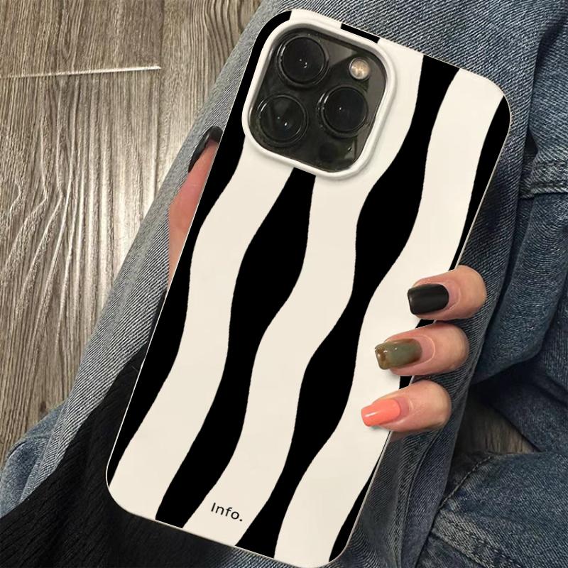 Fashion Simple Black Wavy Striped Phone Case For iPhone 16 17 15 14 13 12 11 Pro Max 16E 17Air Shockproof Protect Soft Cover