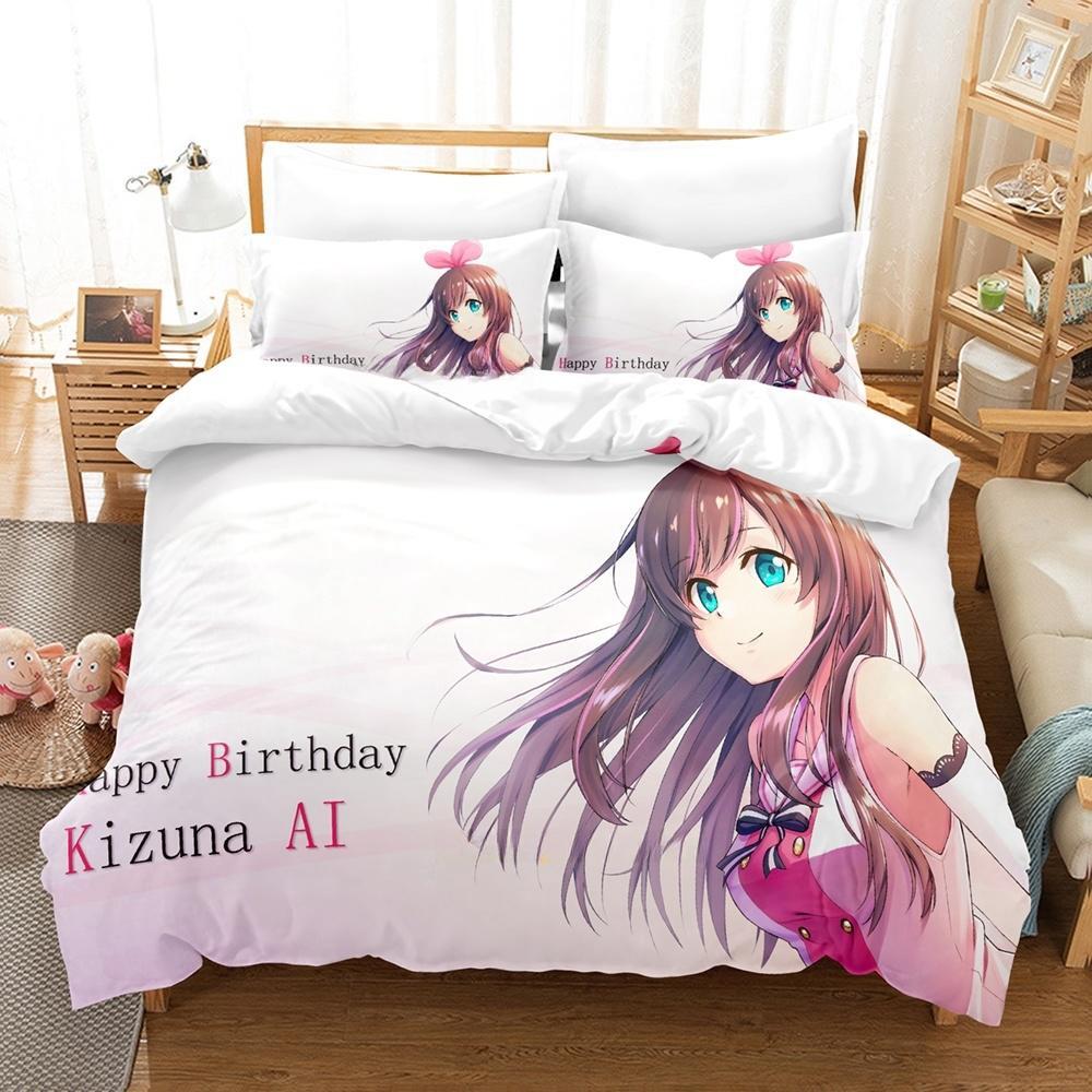 3d Printing  Kawaii Girls Kizuna AI Bedding Set Single Twin Full Queen King Size Bed Set Adult Kid Bedroom Duvet Cover Sets