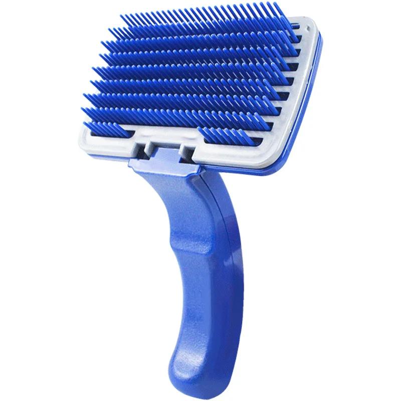 

Расческа для кошек, собак, кошек, самоочищающийся массаж, многофункциональная щетка для ухода за домашними животными, инструмент для ухода за чихуахуа, мопсом, товары для собак S синий