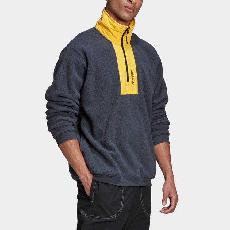 Adidas Originals Adv Block Fleece Half-Zip Sweatshirt Men Tops Grey GD5600