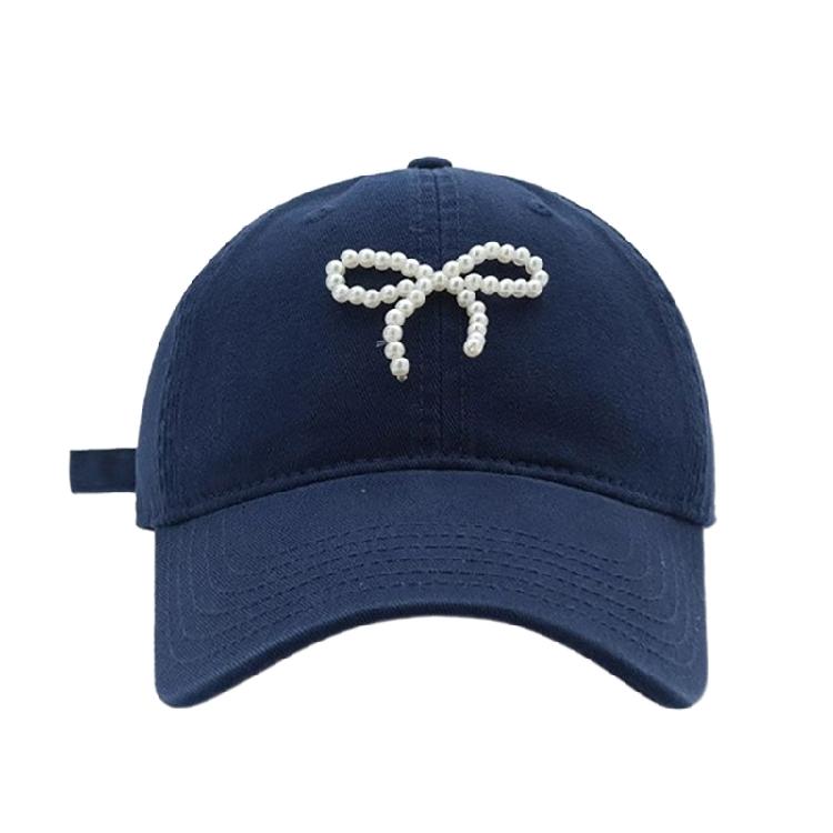 Breathable Baseball Hat for Girl Women Pearl Bow Adjustable Sports Hat