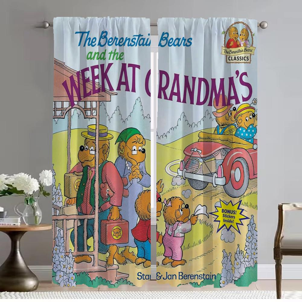 

Home Interior Curtains for Living Room Berenstain Bears Window Curtain Halloween Decoration Tulle for Bedroom Shades Partition W50xH70cmx2pcs-CL
