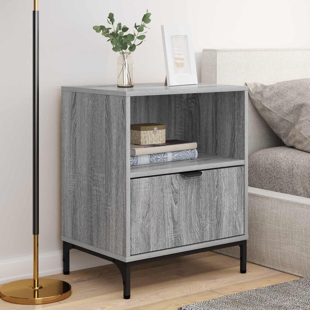 Nightstand Set of 2 Grey Sonoma 49 x 36 x 61 cm Particleboard