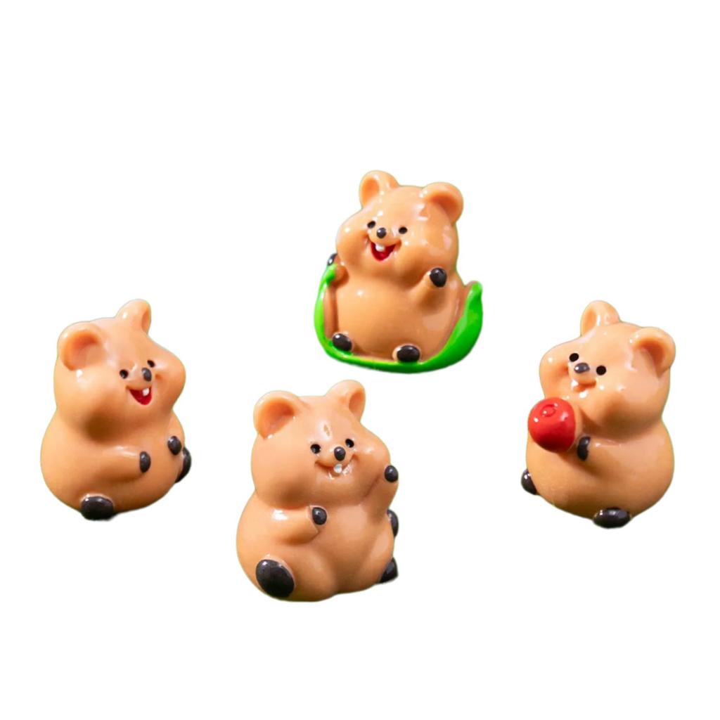 4-teilige Miniatur-Quokka-Baby-Skulptur Harz-Handwerk Schreibtisch-Dekorationen für Gartenlandschaftsgestaltung oder Sammlerstücke
