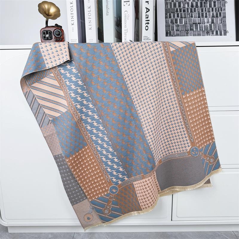 

Scarf women s winter new versatile thousand bird grid shawl thickened imitation cashmere warm high-end scarf 180x65cm