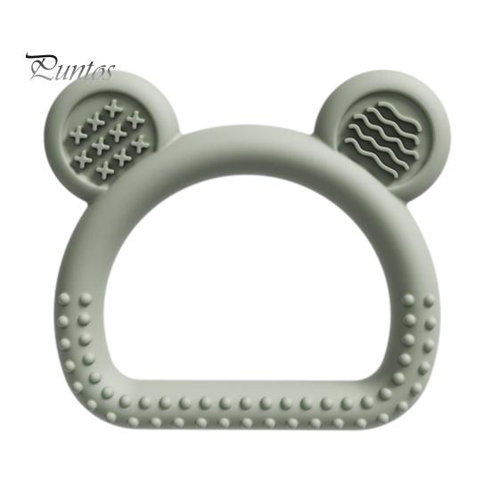 Durable Chew Toy Silicone Bear Teether for Babies, Soothing Sore Gums Baby Textured Teething Toy, Ring 6-12 Months Infants