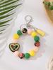 Silicone Beaded Bracelet Keychain with Tassel