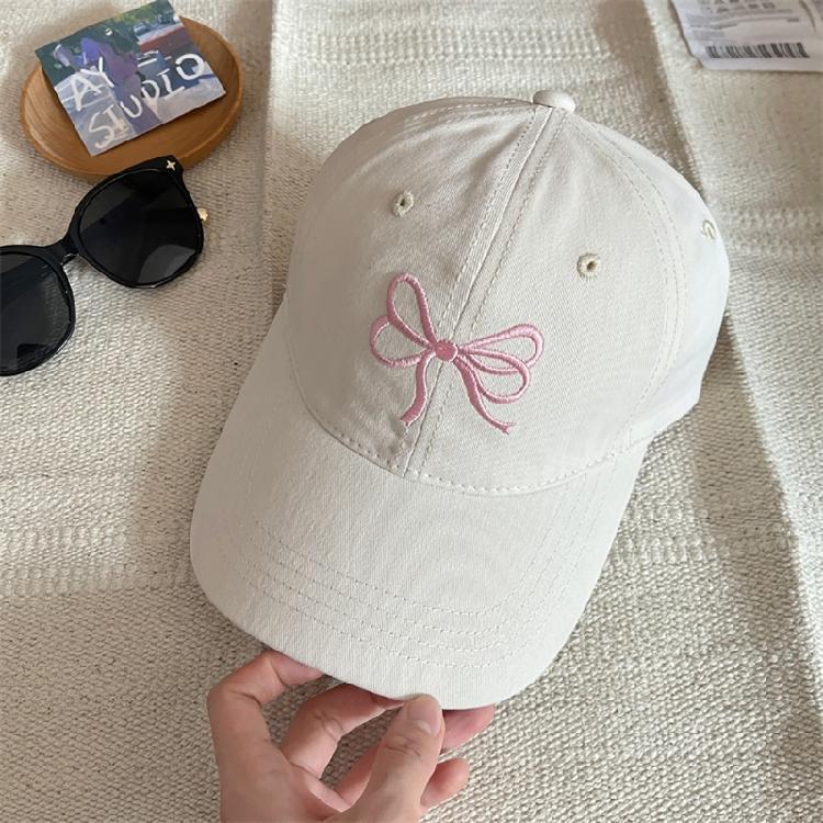 Sweet Bowknot Baseball Hat Adjusting Peaked Hat Lady Spring Sun Hat Outdoor Hat
