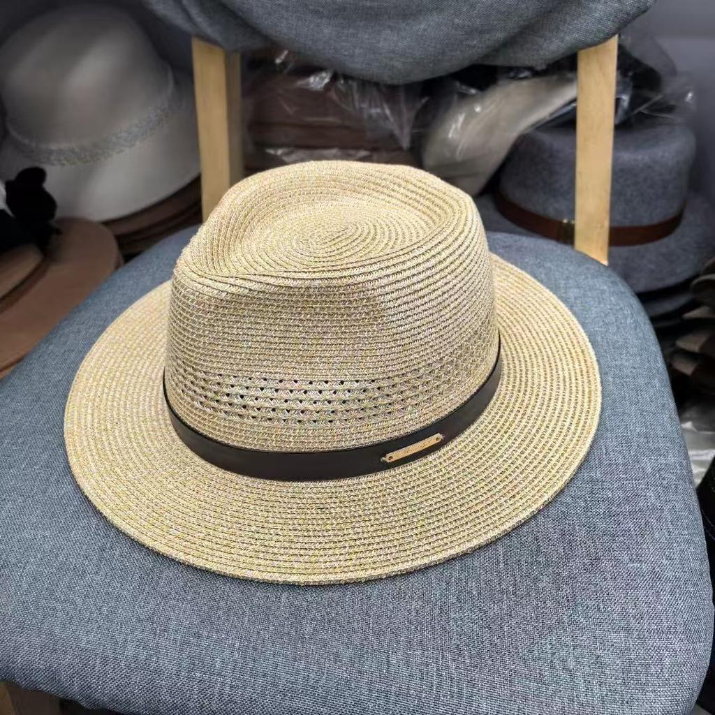 Cappello Panama Jazz Estivo in Erba Intrecciata per Uomo e Donna Protezione Solare Traspirante per Esterno Cappello da Sole da Spiaggia a Tesa Larga Cappello da Spiaggia