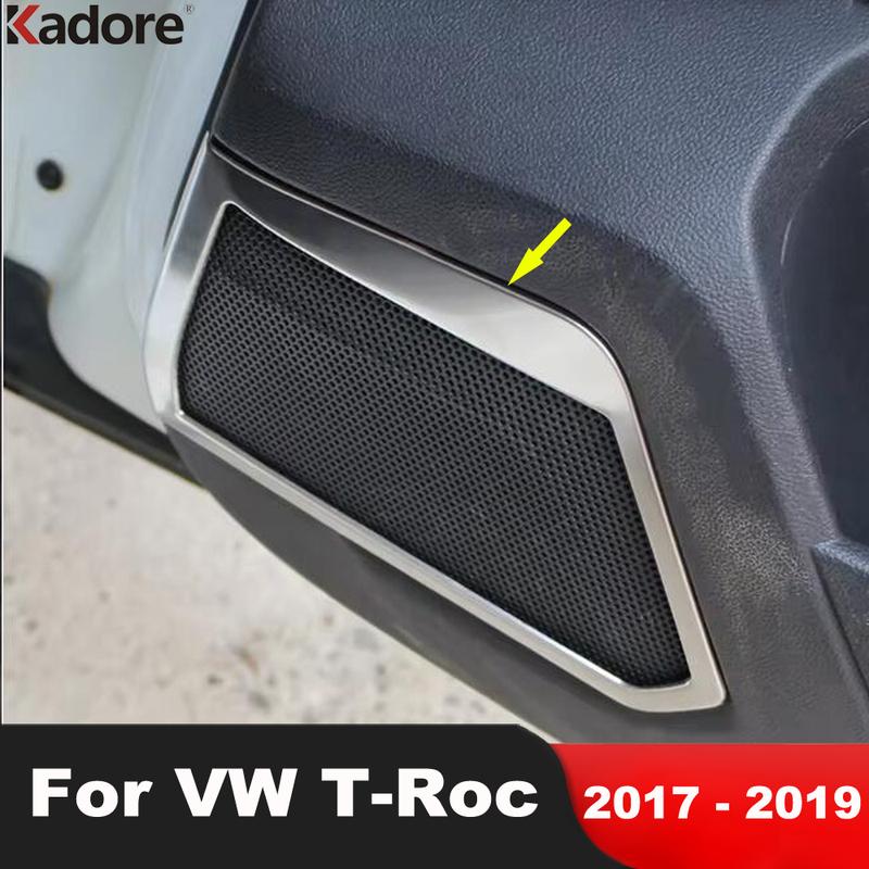 For Volkswagen VW T-Roc TROC 2017 2018  Steel Car Inner Door Audio Speaker Cover Trim Loudspeaker Frame Interior Accessories
