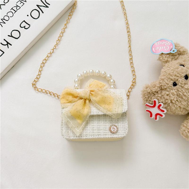 Stylish Children's Handbag With Pearl Detail And Cute Bow For Little Girls
