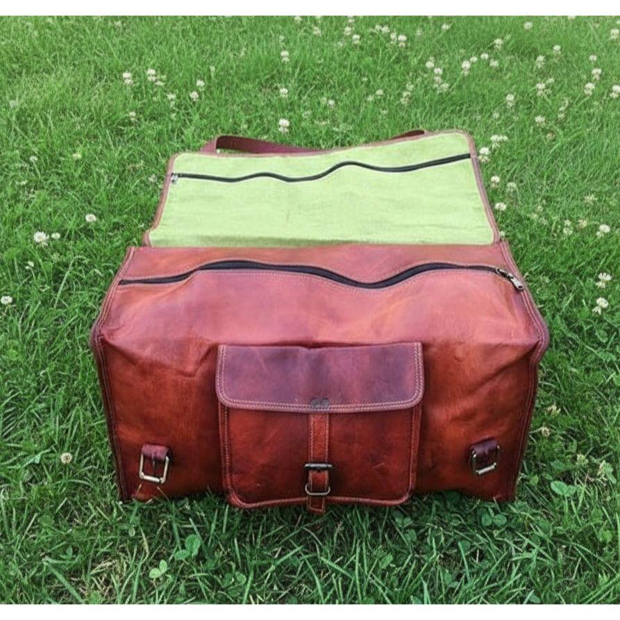 Leather Duffle Bag, Handmade Leather Weekender, Gym Bag Men, Vacation Duffel Bag, Travel Bag, Overnight Bag, Leather Flap Holdall