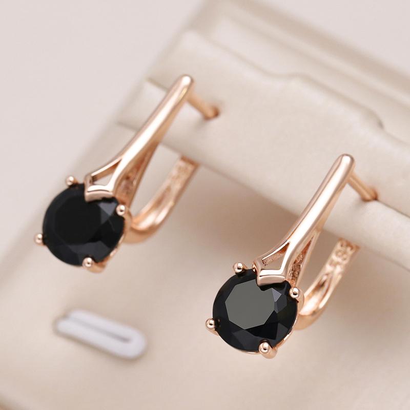 Simple Black Natural Zircon Clips Earrings For Women Trendy  Rose Gold Color Bride Wedding Earrings Fine Jewelry
