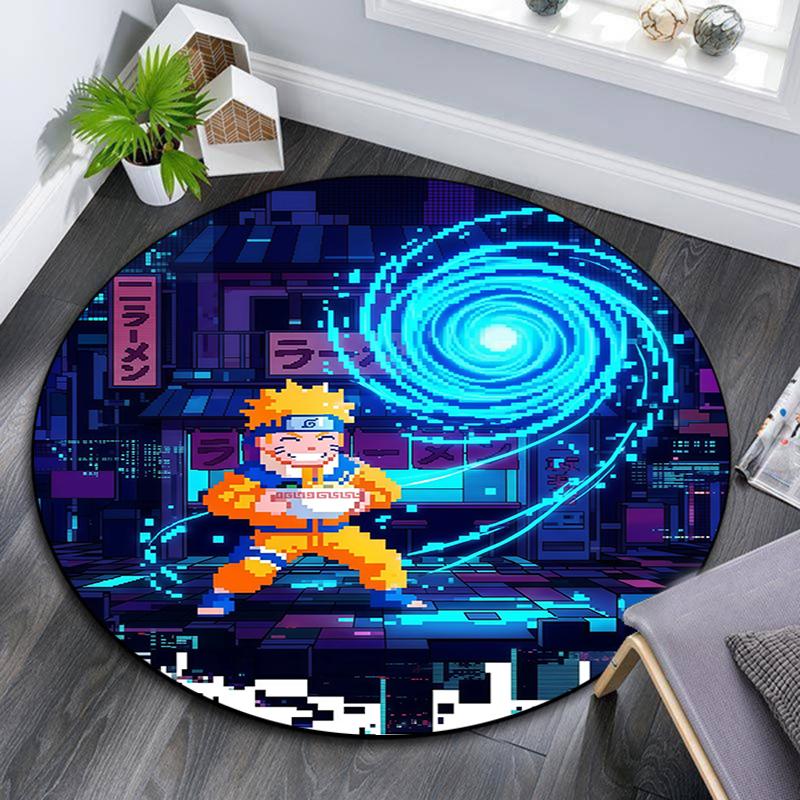 Uzumaki Naruto pattern round rug,Carpet Rug for Living Room Bedroom Playroom ,Non-slip Floor Mat,Holiday Gifts and Birthday Gifts.