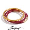 1Set 65mm 3 Round Circle Resin Overlay Minimalist Bracelet Bangle Set 18K Gold Plated Stainless Steel Wrist Trend Jewelry