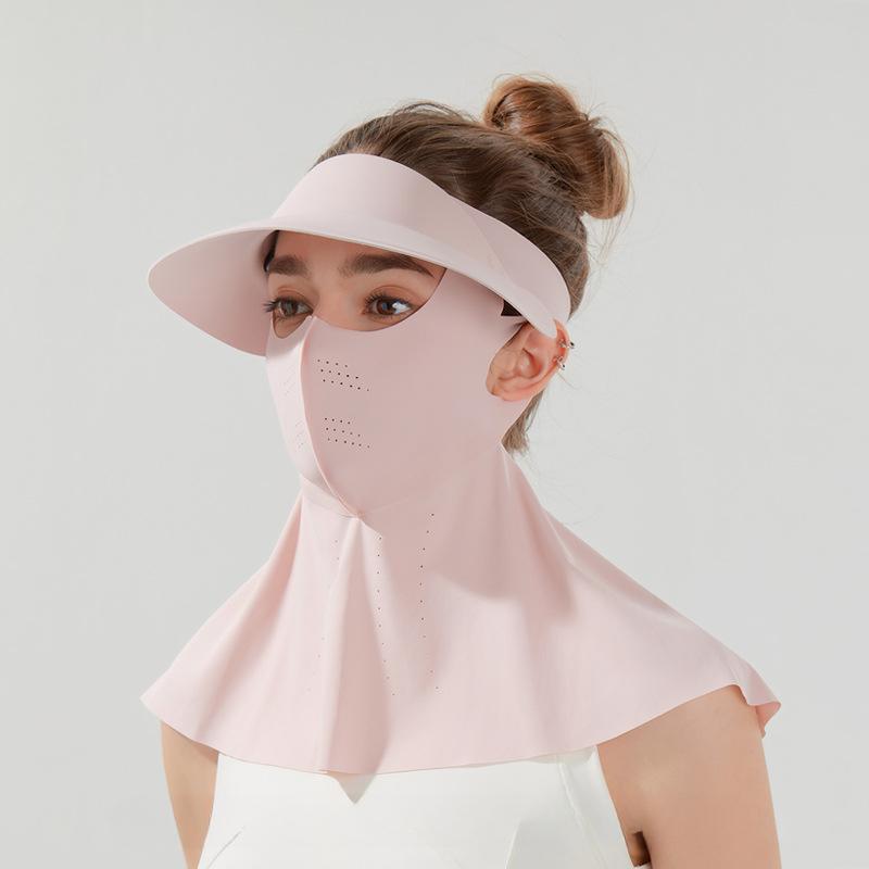 

Маска для защиты от солнца на все лицо, дышащая, женская, для улицы, с защитой от УФ-лучей, с защитой длинной шеи, ледяной шелк, шляпа от солнца, маска для езды, вождения, лицо-кини 55-60cm