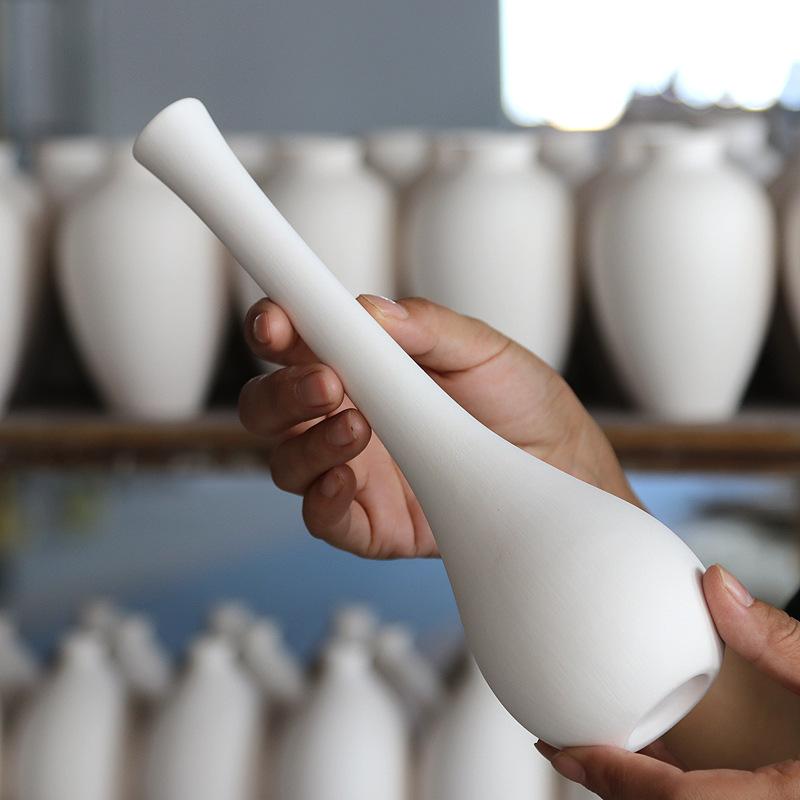 Unglazed Ceramic Vase Nordic Minimalist, Creative DIY Pottery for Home Decor, White Bisque Flower Holder Photo Prop