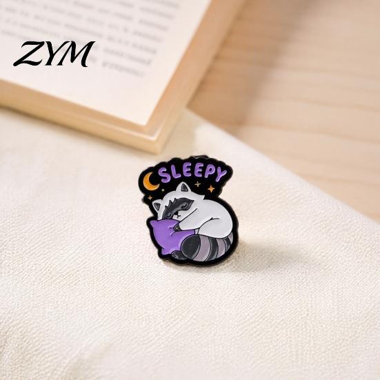 Raccoon Enamel Pins Cartoon Brooch Pin, Animal Decorative Badge, Alloy Pin Lapel for Jackets Backpacks Hats Scarves
