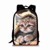 Zaino a strato singolo con stampa di gatti carini per ragazzi e ragazze Migliori regali Borsa scolastica a cartone animato piatto 2D per bambini Borse