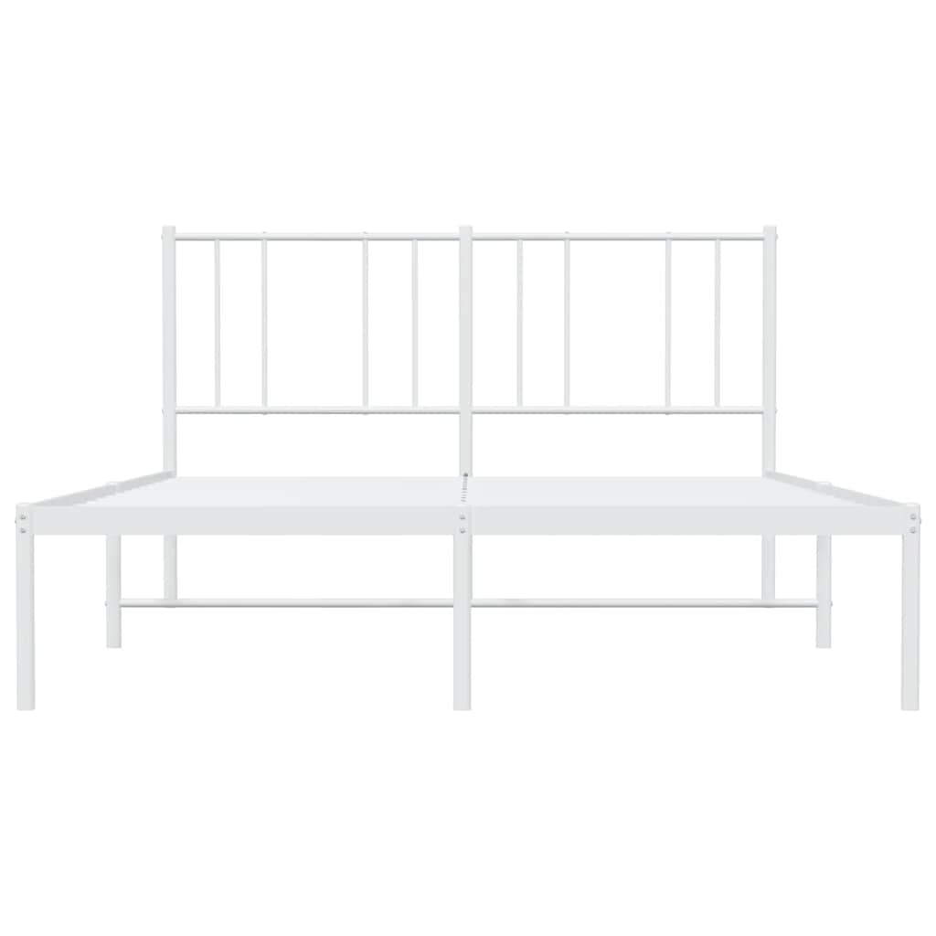 vidaXL Bed Frame with Headboard Metal White 160x200 Cm