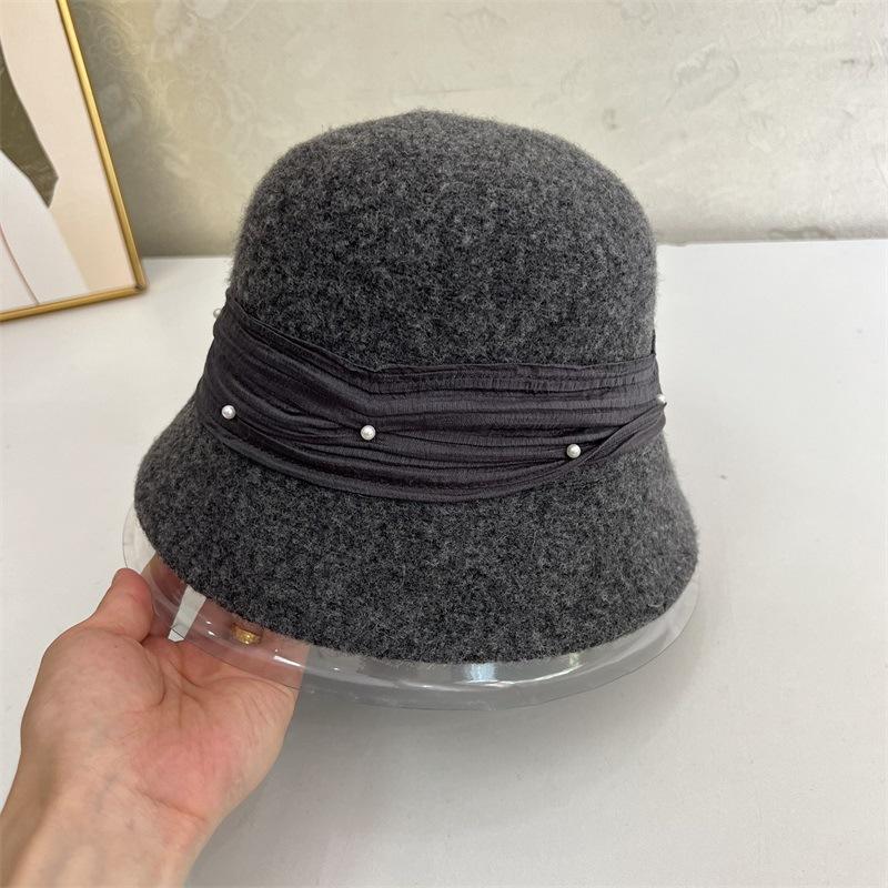 New Retro Korean Hat Women's Versatile Wool Blend 2024 Autumn/Winter Fisherman Hat Women's British Hat