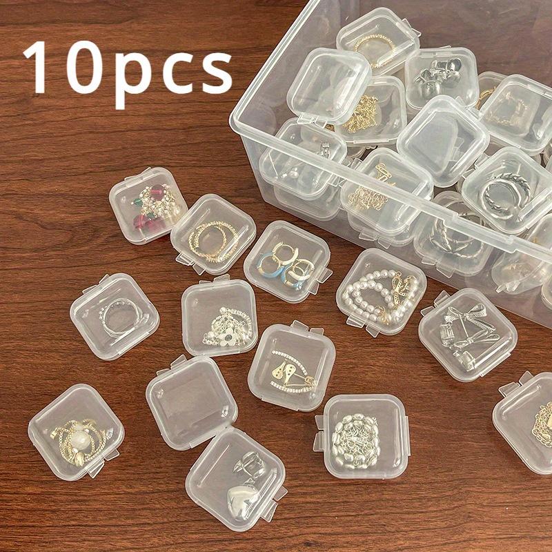 Wholesale Mini Square Storage Box Transparent Plastic Flip Cover Small Case Pill Jewelry Earrings Dustproof Storage Pack Boxes